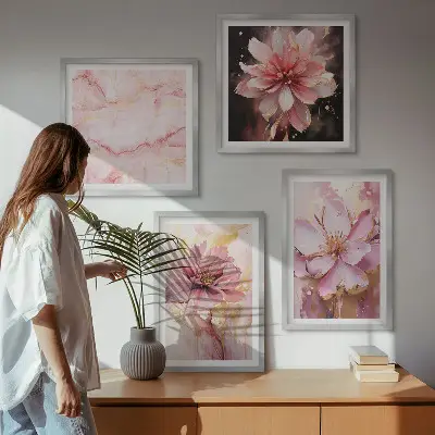 Bloemstukken van witte rozen set van posters met lijst