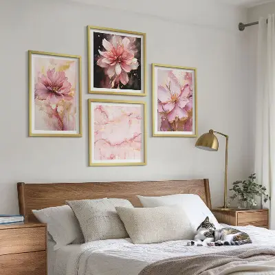 Bloemstukken van witte rozen set van posters met lijst