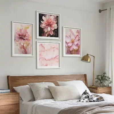 Bloemstukken van witte rozen set van posters met lijst