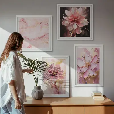 Bloemstukken van witte rozen set van posters met lijst