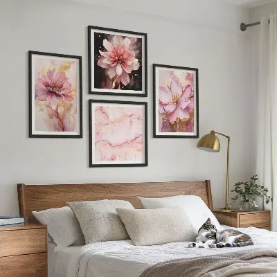 Bloemstukken van witte rozen set van posters met lijst