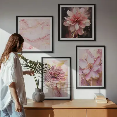 Bloemstukken van witte rozen set van posters met lijst