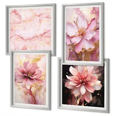 Bloemstukken van witte rozen set van posters met lijst