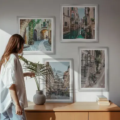 Venetiaanse straten waterarchitectuur meerluik in lijst