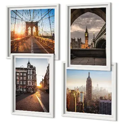 Set van posters met lijst Schilderijenset met uitzicht op Londen