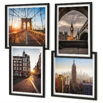 Set van posters met lijst Schilderijenset met uitzicht op Londen