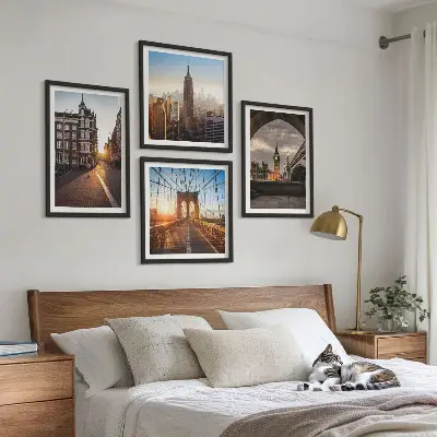 Set van posters met lijst Schilderijenset met uitzicht op Londen