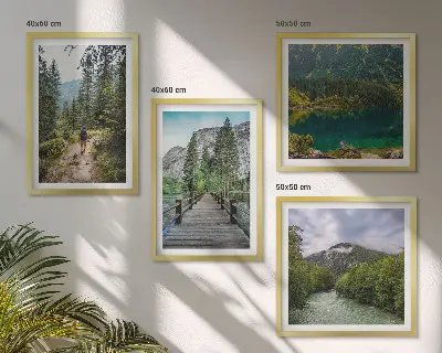 Bergen, meren, bossen, paden meerluik in lijst