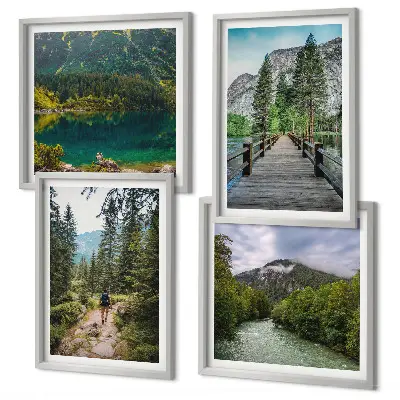 Bergen, meren, bossen, paden meerluik in lijst
