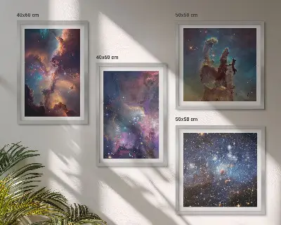 Kosmische sterrenlandschappen meerluik in lijst