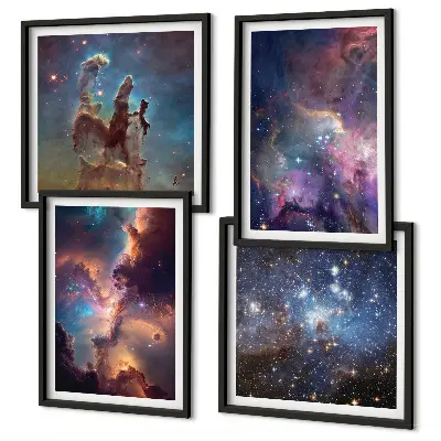 Kosmische sterrenlandschappen meerluik in lijst