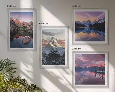 Berglandschappen op de achtergrond meerluik in lijst
