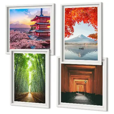 Meerluik in lijst Fuji torii bamboebos Japan