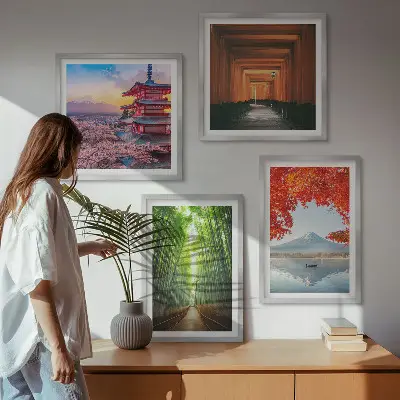 Fuji torii bamboebos Japan meerluik in lijst