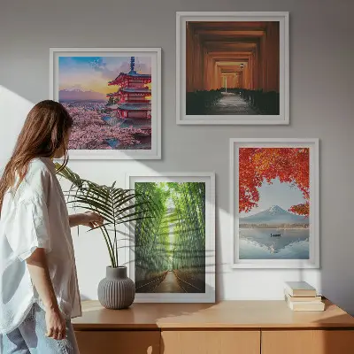 Fuji torii bamboebos Japan meerluik in lijst