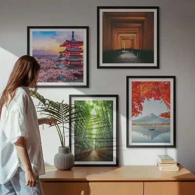 Fuji torii bamboebos Japan meerluik in lijst