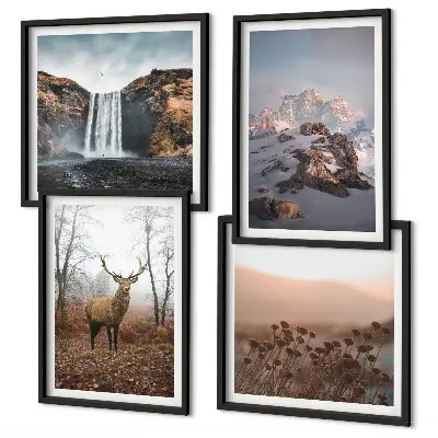 Meerluik in lijst met wilde landschappen, bergen en herten