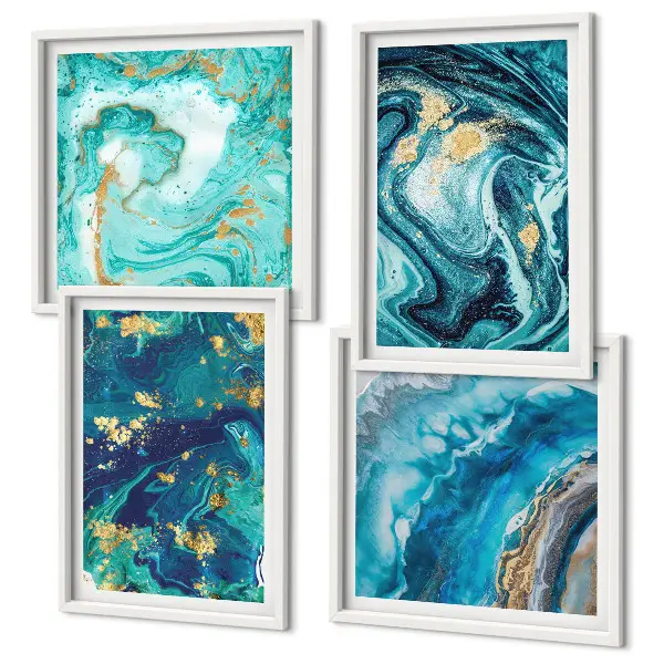 Abstracte decoratieve schilderijenset met lijsten