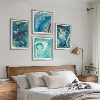 Abstracte decoratieve schilderijenset met lijsten