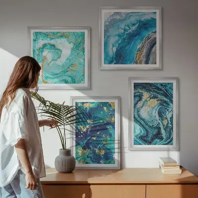 Abstracte decoratieve schilderijenset met lijsten