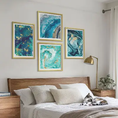 Abstracte decoratieve schilderijenset met lijsten