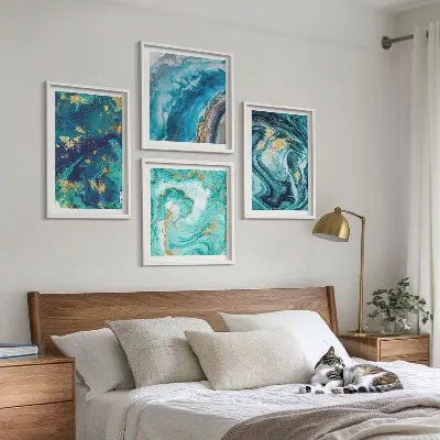 Abstracte decoratieve schilderijenset met lijsten