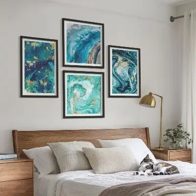Abstracte decoratieve schilderijenset met lijsten