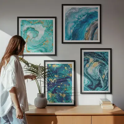 Abstracte decoratieve schilderijenset met lijsten