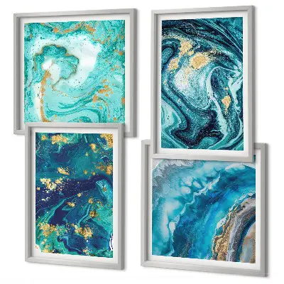 Abstracte decoratieve schilderijenset met lijsten