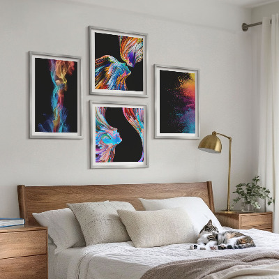Set van posters met lijst Kleurrijke abstracte gezichten en vormen