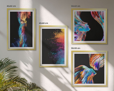 Set van posters met lijst Kleurrijke abstracte gezichten en vormen