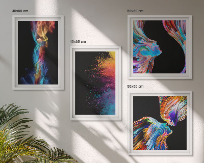 Set van posters met lijst Kleurrijke abstracte gezichten en vormen