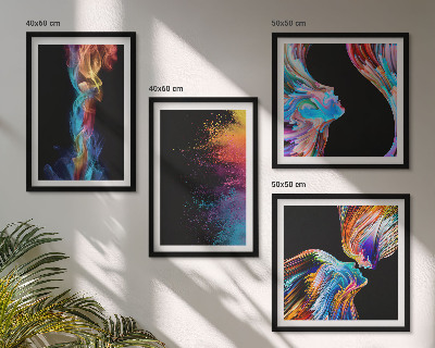 Set van posters met lijst Kleurrijke abstracte gezichten en vormen