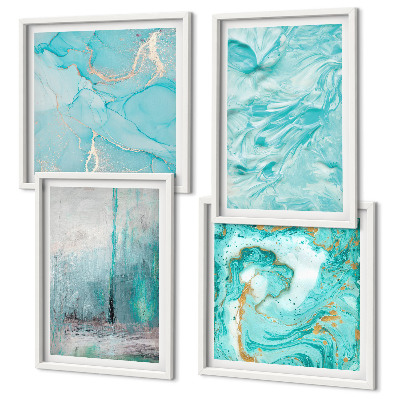 Meerluik in lijst Abstracte patronen in verschillende blauwtinten