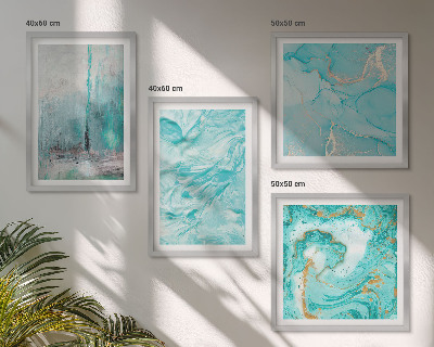 Meerluik in lijst Abstracte patronen in verschillende blauwtinten