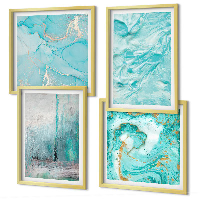 Meerluik in lijst Abstracte patronen in verschillende blauwtinten