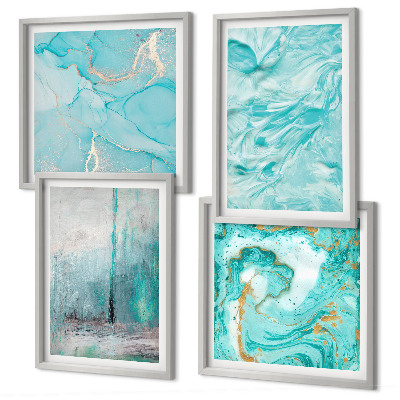Meerluik in lijst Abstracte patronen in verschillende blauwtinten