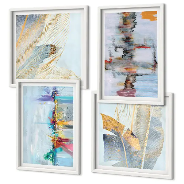 Abstracte schilderijcomposities set van posters met lijst