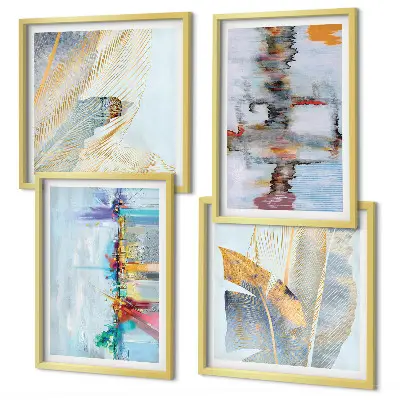 Abstracte schilderijcomposities set van posters met lijst