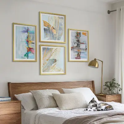 Abstracte schilderijcomposities set van posters met lijst