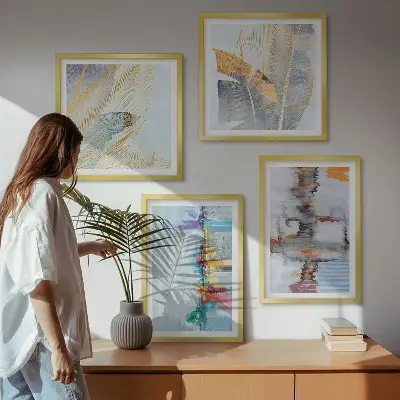 Abstracte schilderijcomposities set van posters met lijst