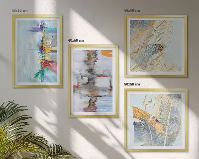 Abstracte schilderijcomposities set van posters met lijst