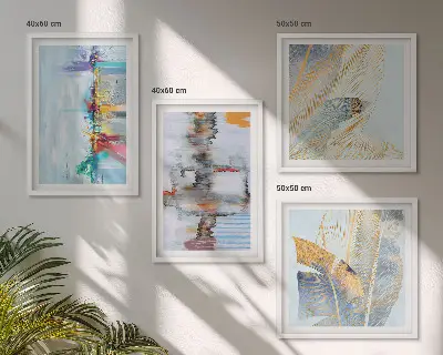 Abstracte schilderijcomposities set van posters met lijst