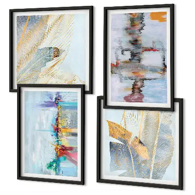 Abstracte schilderijcomposities set van posters met lijst