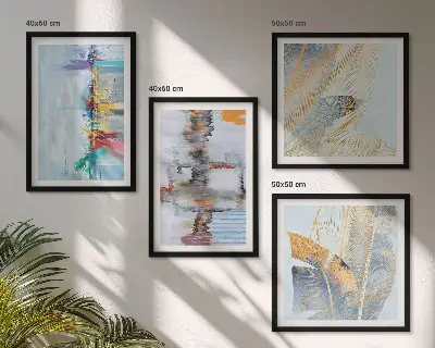 Abstracte schilderijcomposities set van posters met lijst