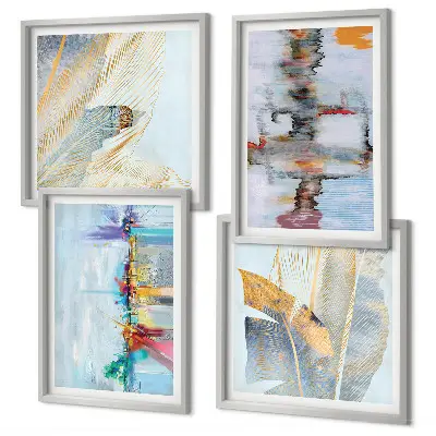 Abstracte schilderijcomposities set van posters met lijst