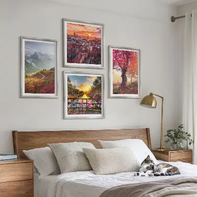 Berglandschappen per fiets set van posters met lijst