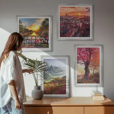 Berglandschappen per fiets set van posters met lijst