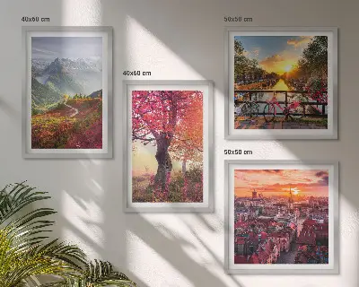 Berglandschappen per fiets set van posters met lijst