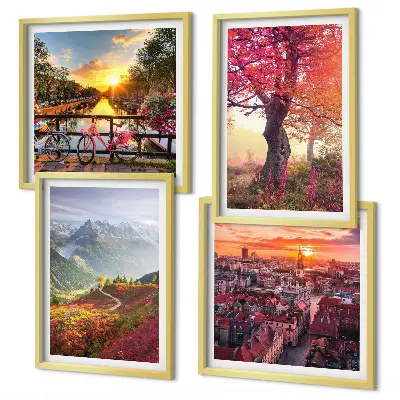 Berglandschappen per fiets set van posters met lijst